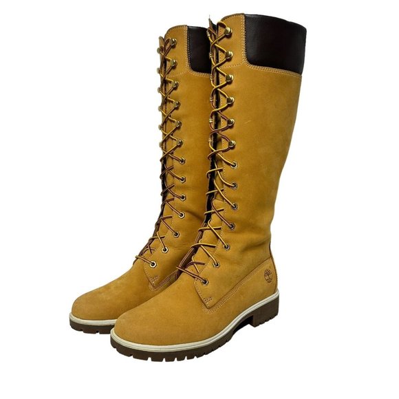 Timberland Shoes - Vintage Timberland Woman’s 7.5 Knee High 14.5” Boots Wheat Leather Discoloration